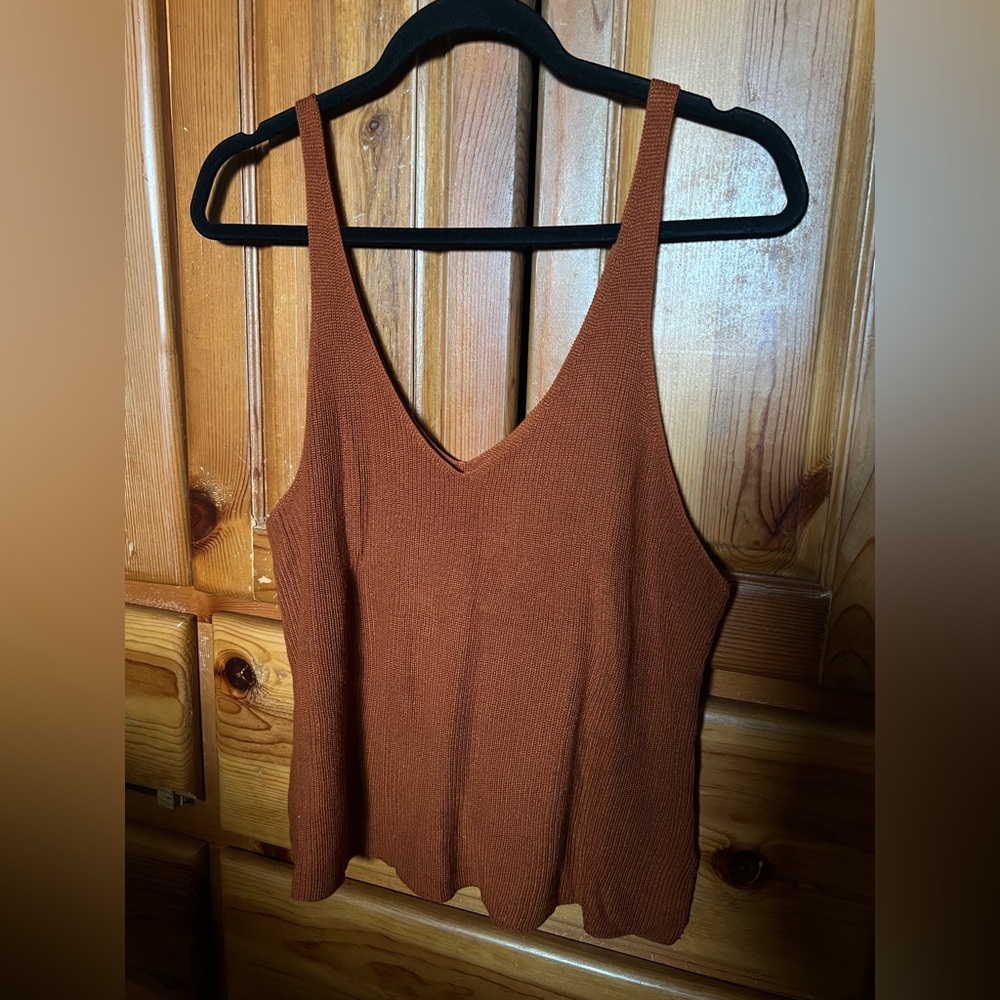 Forever 21 Orange/Brown Ribbed Knit Tank Top